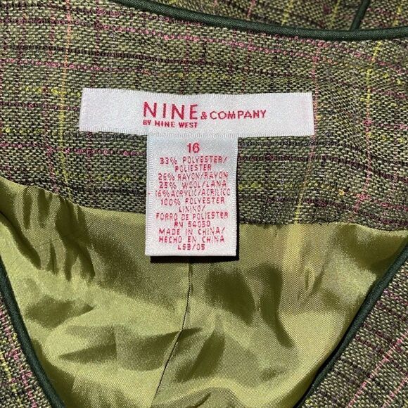NINE & COMPANY 16 jacket, blazer suit Green with belt - Picture 5 of 6